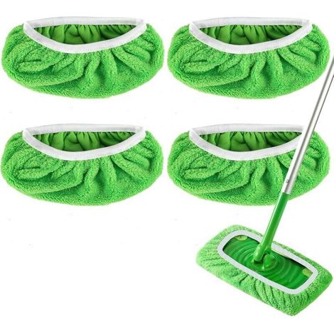 Convient au balai Swiffer Sweeper - Lingettes de balayage à sec et de lavage humide pour usage domestique - Tampons humides lavables pour le nettoyage des sols, lingettes de balai en microfibre réutil (1/4)