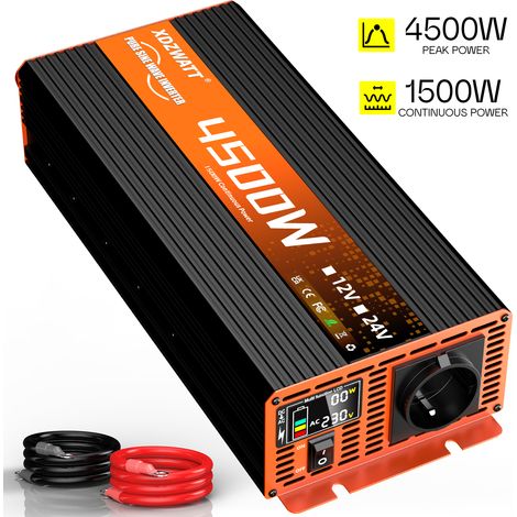 Onduleur à onde sinusoïdale pure 12V 1500W continu 4500W crête, pour camping-car, hors-réseau et urgence (1/5)