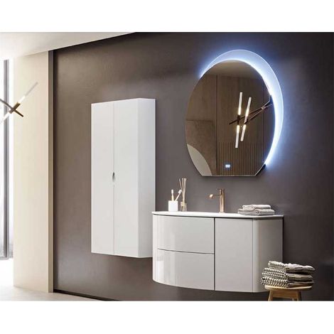 Mobile Bagno Eden120 cm SospesoBianco Lucido Base 2 cassetti e 2 ante - Lavabo in Resina (1/5)