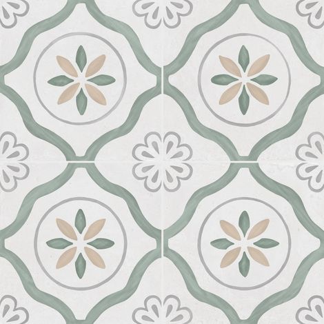 Carrelage effet Carreau ciment Azoria Vert 22,3x22,3x0,9 cm Ventoril - Sol et mur intérieur (vendu par carton de 0,65 m²) - RO'MA CARRELAGE
