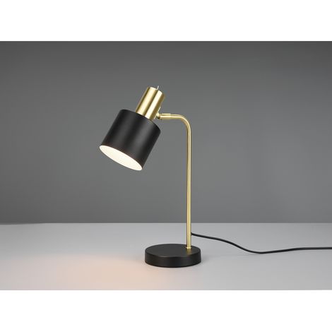 LED Tischleuchte Gold & Metallschirm Schwarz, Höhe 44cm (1/5)