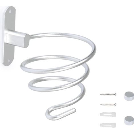 Soporte de pared mixto (tornillo + ventosa) para secador de pelo, organizador de baño/aseo