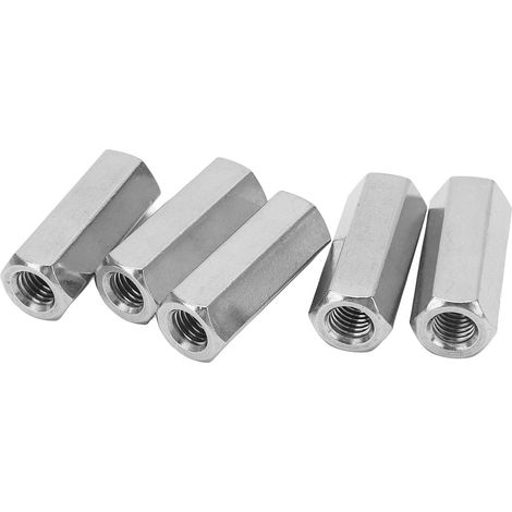 5 Écrous Hexagonaux de Raccordement en Acier Inoxydable 304 M10, pour Assemblage de Tiges Filetées (1/5)