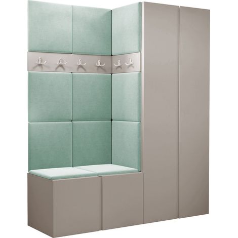 Meuble d'entrée Pinis III, Cachemire, 186x158x46cm, Tissu, Stratifié, À poser, Murale