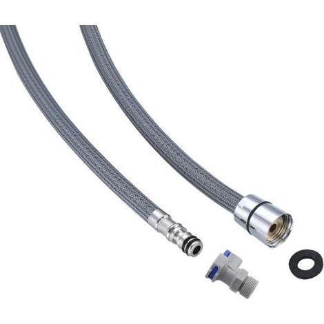 Tuyau de remplacement flexible en nylon tressé de 1,5 m pour robinet de cuisine domestique, évier, lavabo, raccord à une tête G1 / 2, raccord à une tête (1/5)