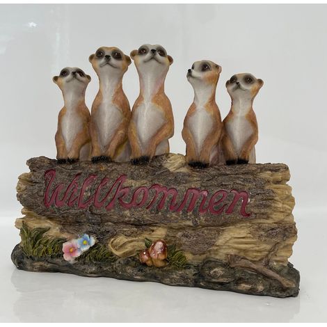 Dekofigur Erdmännchen Willkommen 30 x 24 x 9 cm