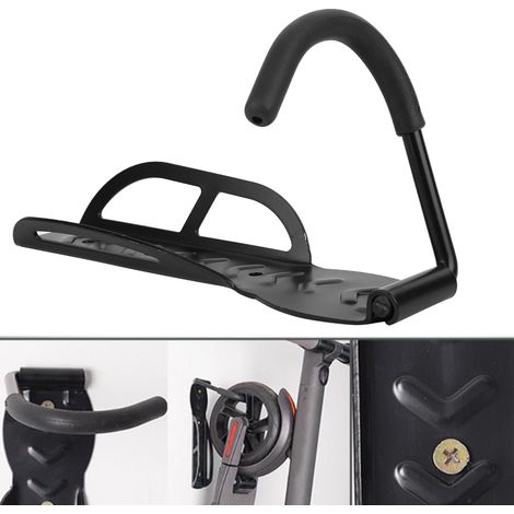 Support mural pliant en alliage d'aluminium noir pour vélo, trottinette et équipements, rangement d'outils et accessoires.