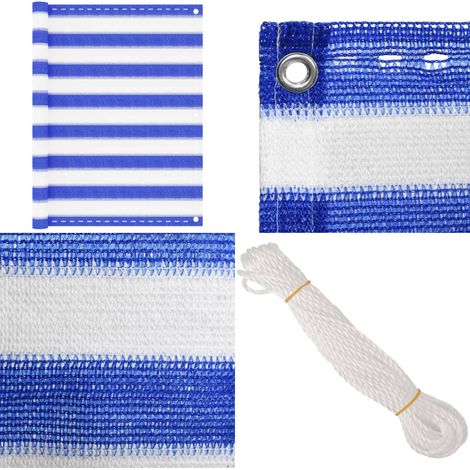 Écran de balcon Bleu et blanc 90x400 cm PEHD - Écran De Balcon - Intimité Balcon - Protection Solaire - Voile D'ombrage - Auvent Balcon - Home & Living