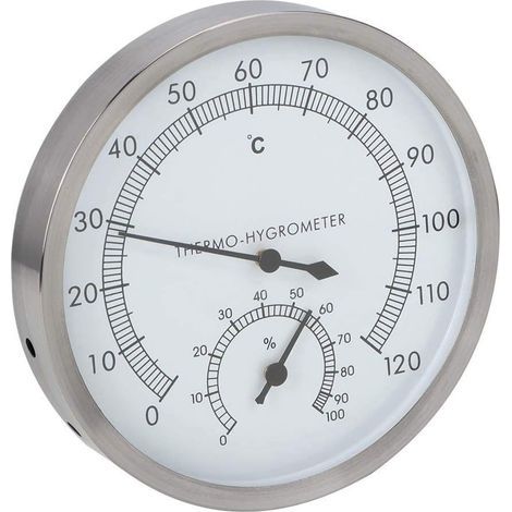 Acier Inoxydable Thermomètre Hygromètre Thermo-Hygromètre Accessoire d'équipement de Sauna intérieur (1/5)