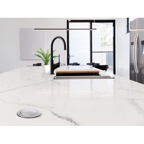 Bloc multiprise escamotable, 3 Prises schuko (Type F), diamètre 71 mm, Usage intérieur, Noir/Gris (1/5)