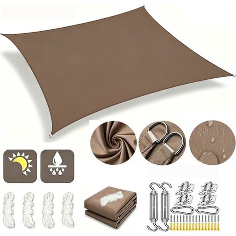 Rechteckiges, hochdichtes Sonnensegel + Montageset UV beständig atmungsaktiv blockiert 90 % der UV Strahlen Sonnensegel wasserdichte Outdoor Über (1/5)