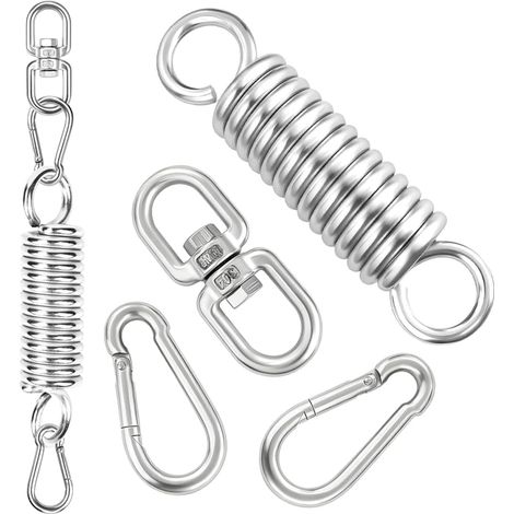 Ressort de Suspension 360°en Acier Inoxydable, avec Mousqueton, pour Balançoire, Siège Suspendu, Hamac, Yoga ou Sac de Frappe, Résistant et Anticorrosion (1/5)