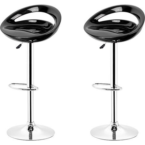 Set di 2 sgabelli da bar regolabili in plastica ABS bianca, altezza regolabile con manico 81-101 cm