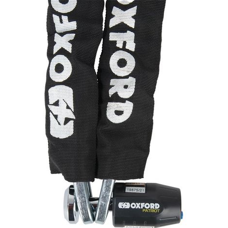 Chaîne de moto Oxford 1,2 m avec antivol Patriot, acier trempé (1/3)