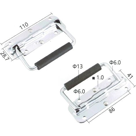 JSSEVN - Set of 2 folding handles, suitable for use on crates, drawers, boxes, cupboards, doors or windows