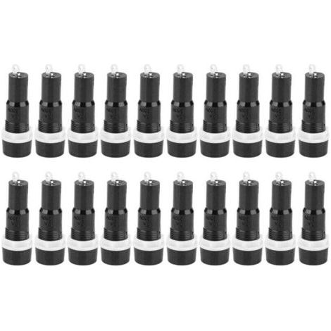 Porte-fusibles 20 pièces, porte-fusibles à montage sur panneau avec capuchon à vis - MF-527, boîtier de fusible 5 x 20 mm, boîtier de protection de fusible noir (1/4)