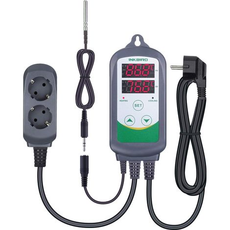 Prise Thermostat Terrarium avec Sonde NTC 5cm Amovible Regulateur de Temperature Chauffage Refroidissement, Serre Reptile Fermentation Couveuse (1/5)
