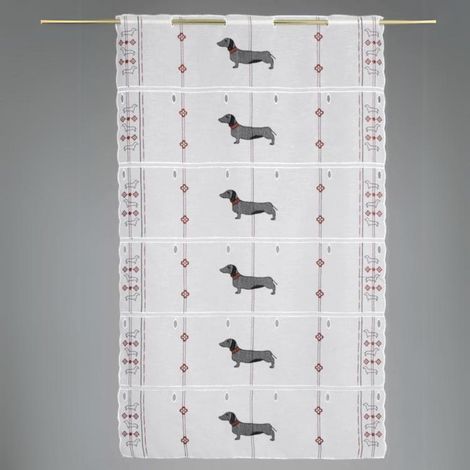 Modulable brodé teckel Blanc 58x160 cm