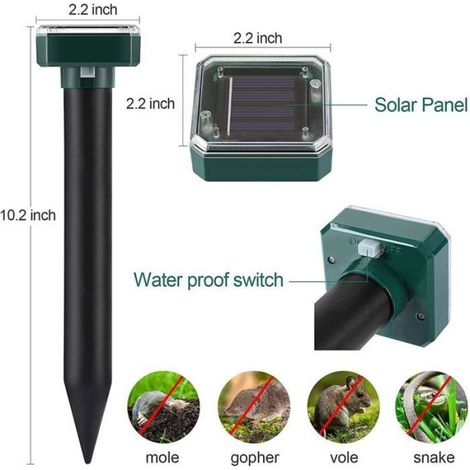 Répulsif Solaire Pour Taupes - Ultrasons - IP65 Étanche - Fonctionne Sans Câble - Lot De 4 (1/5)