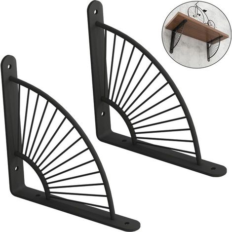 Petits supports d'étagère, lot de 2, équerre en fonte, support d'étagère à angle droit, supports décoratifs pour étagères de jardin, fixations murales pour étagères flottantes, noir (1/5)