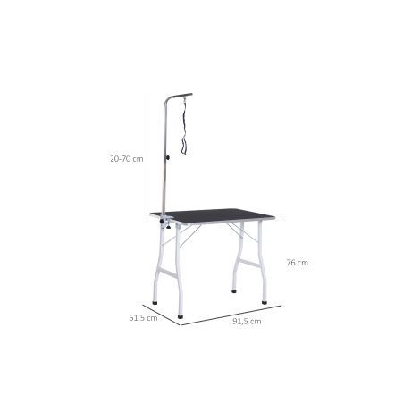 Table de toilettage pour chien noire réglable en hauteur avec sangles de maintien pour maison salon et exposition (1/5)