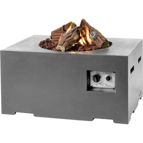Happy Cocooning Mania Feuertisch klein grau 12kW rechteckig inkl. 5kg Lavasteine (1/4)