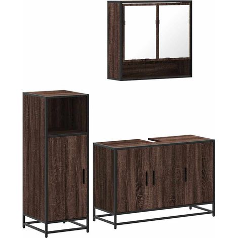 Maison Exclusive - Set Mobili da Bagno 3 pz Rovere Marrone in Legno Multistrato