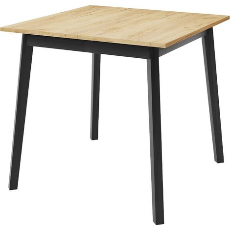 Table Edmond 109, Chêne doré artisanal + Noir, 77x85x85cm, Disponible, Stratifié, Bois