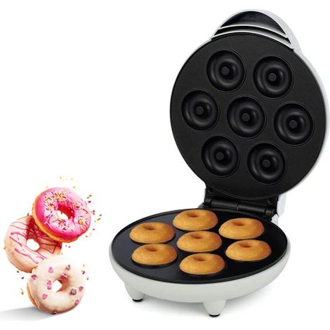 Donut Maker, Electric Non-Stick Donut Maker, Toaster, Homemade Snacks, with Non-Slip Feet, Breakfast Maker, Baking Pan, Makes 7 Donuts (1/5)