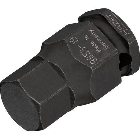 HAZET Schlag-, Maschinenschrauber Schraubendreher-Steckschlüsseleinsatz 985S-19 ∙ Vierkant hohl 12,5 mm (1/2 Zoll) ∙ Innen-Sechskant Profil ∙ 19 ∙ 19 (1/3)