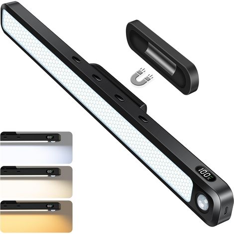 3W Motion Sensor Magnetic Light Bar, Rechargeable Closet Light for Eyes with Battery Display, 2000mAh for Mirror, Rechargeable Light Bar (1/5)