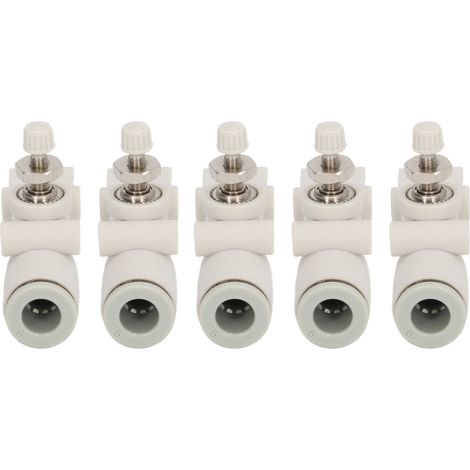Lot de 5 vannes de régulation de débit à air comprimé en PVC, raccord droit en ligne résistant à la pression pour tube extérieur 6 mm (1/5)