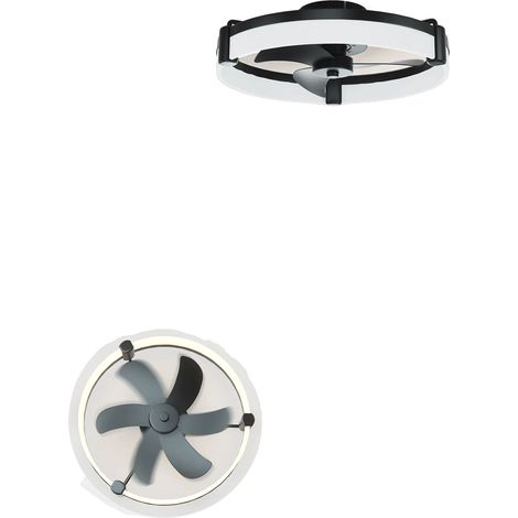 Ventilador de techo, luz LED regulable, mando a distancia, negro. (1/2)