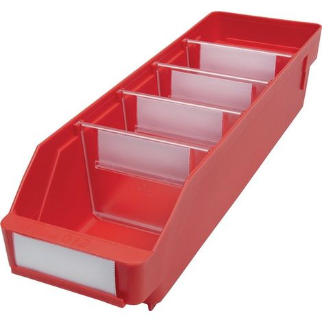 Boîte pour étagère L400xl120xH95mm rouge PP (Par 30)