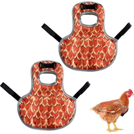 Conjunto de 2 piezas de arneses para gallinas: protector de espalda para el delantal de la gallina, con correas ajustables, Blanco y negro (1/5)