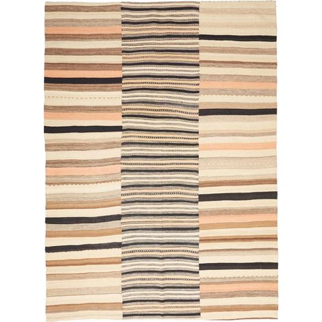 Authentique tapis d'Orient kilim fait main 166x217 noir et orange (1/5)