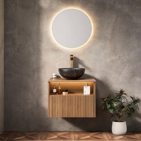 Vasque salle de bain suspendue 60 cm céramique noire en céramique (1/5)