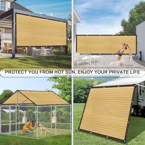Voile d'ombrage rectangulaire avec œillets - Respirant - Protection solaire - Filet d'ombrage extérieur pour serre - Terrasse - Jardin - Plantes - Clôture - Chenil - Camping - Beige 3 x 4m