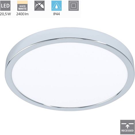Eglo Fueva 5 Plafonnier LED avec protection IP44 pour salle de bain/cuisine/chambre, 28,5x3 cm, métal, chrome (99266) (1/5)