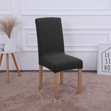 Housse de chaise jacquard, motif F en relief, peluche épaisse noire (1/5)