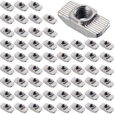 60 Pièces Écrous Coulissants, T Slot Nuts M6, Écrous en T Nuts en Acier Au Carbone Zingué Série 3030, Écrous en T pour Profilé en Aluminium Standard Européen pour Extrusion EU30-M615.5 8 (1/5)