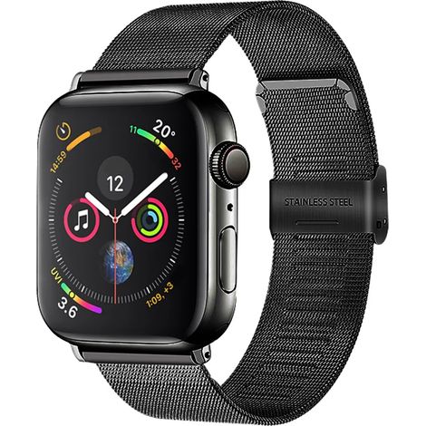 Edelstahl-Armband kompatibel mit Watch 38-40mm/42-44mm, Magnetverschluss-Smartwatch-Ersatzarmband, kompatibel mit Watch Series 5/4/3/2/1 (Schwarz) (1/5)