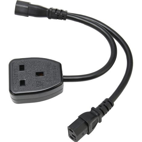 Câble adaptateur IEC320 C13 femelle vers C14 mâle, 1 entrée 2 sorties, répartiteur en Y, boîtier PVC isolé étanche, 100-250V, prise UK. (1/5)
