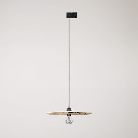 Creative Cables - Candeeiro suspenso de calha com abajur de madeira UFO de dupla face -lâmpada incluída