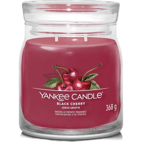 Cereza Negra - Vela Yankee Candle Signature - Vela mediana con dos mechas