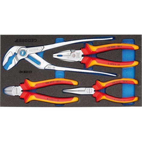 GEDORE 1500 CT1-VDE 142 VDE-Zangen-Sortiment in Check-Tool-Modul (1/4)