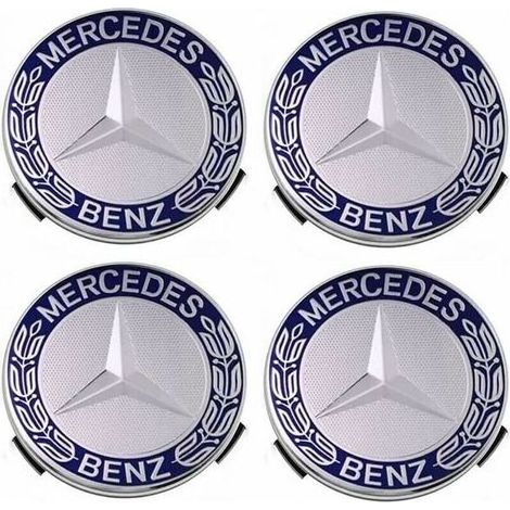 Enjoliveurs et jantes Cache-moyeu compatible avec Mercedes - Benz 75 mm - bleu, lot de 4 (1/4)
