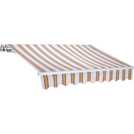 Tenda da sole estensibile 300 x 200 centimetri tenda parasole barra quadra tenda da sole con manovella colore beige rigato