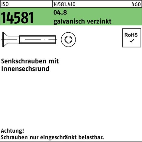 Vis à tête fraisée ISO 14581 ISR M6x40 T30 04.8 galv. 500p.