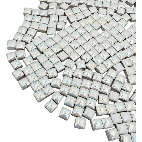 Lot de 500 carreaux de mosaïque carrés en céramique - 500 g - 1 x 1 cm - Pour les amateurs de projets de mosaïque et de décoration d'intérieur - Blanc irisé (1/5)